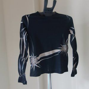 Tristan & Iseut Size M 100% Polyester Black & Cream Top